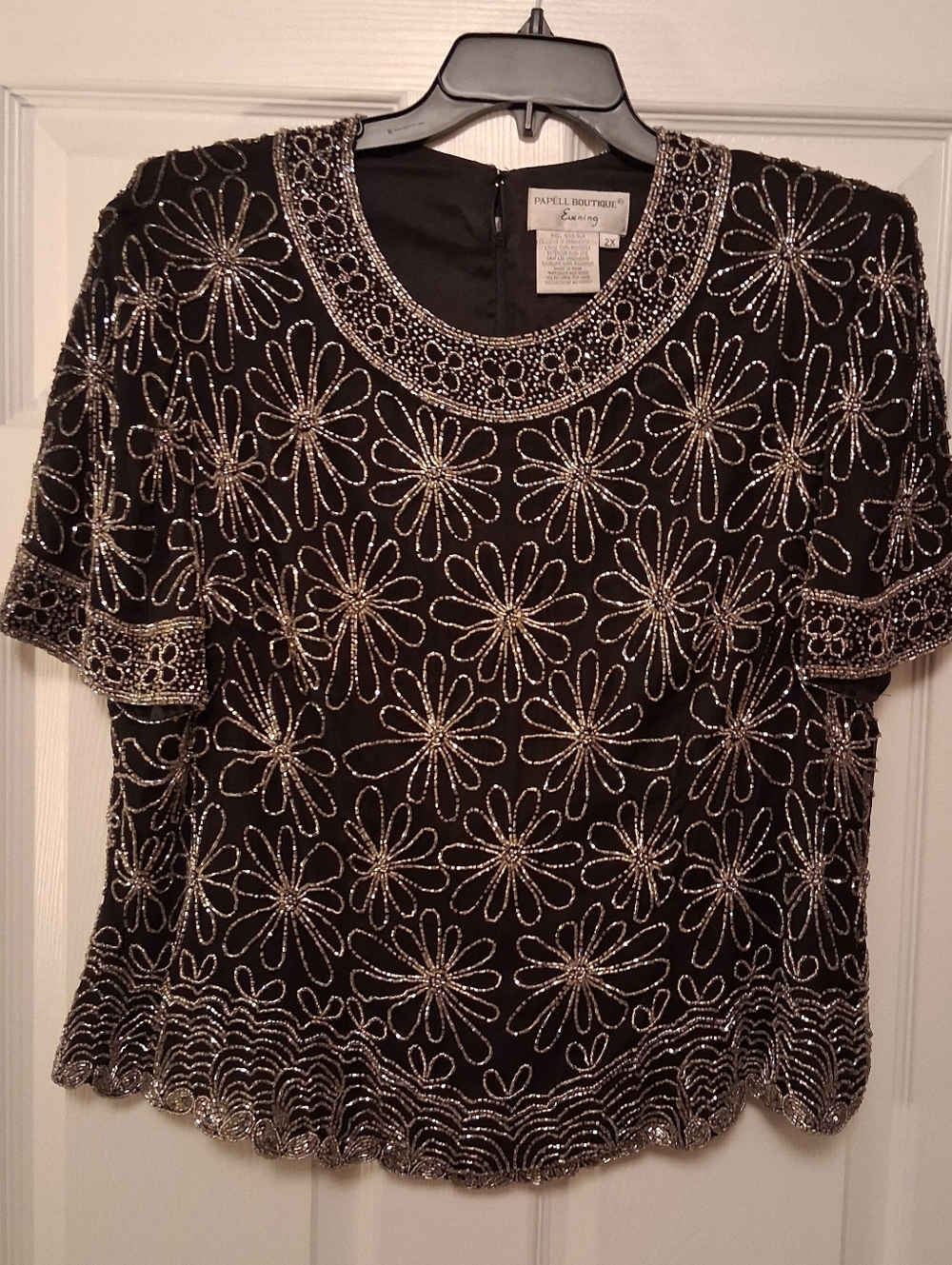 Adrianna Papell silk beaded embellished evening blouse. Size 2X
